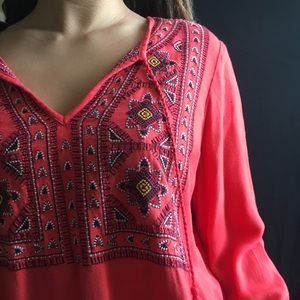 Coral Lucky Brand flowy shirt